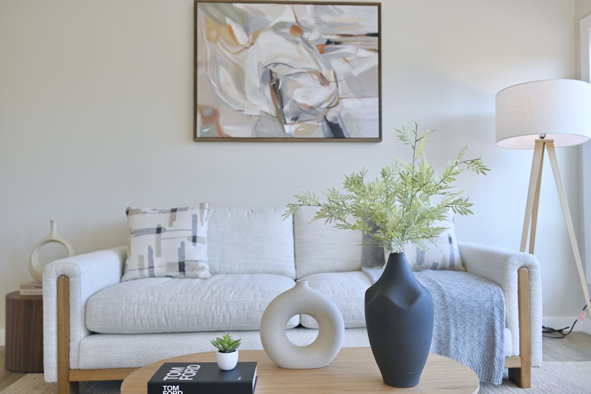 Living room staged by Top Staging And Design at the Bellevue project