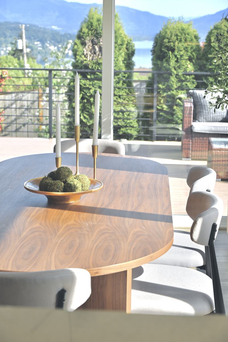 Deck dining staged by Top Staging And Design at the Bellevue project