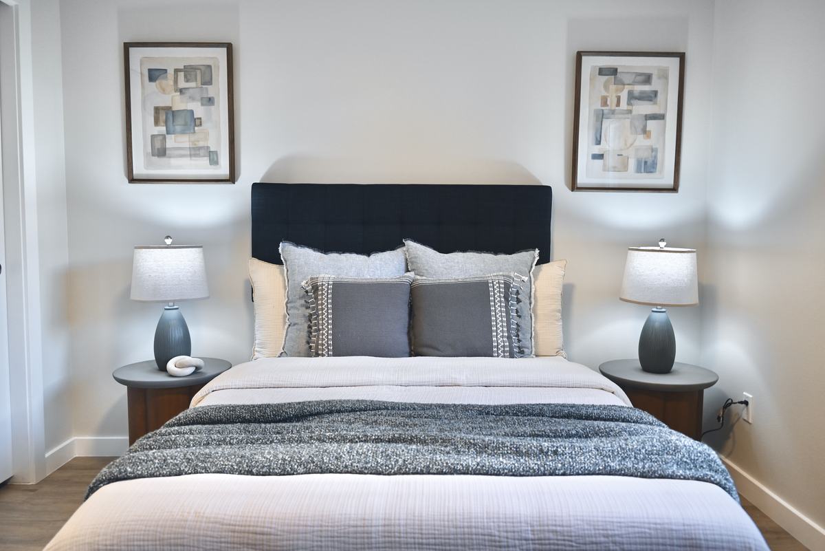 Bedroom staged by Top Staging And Design at the Bellevue project
