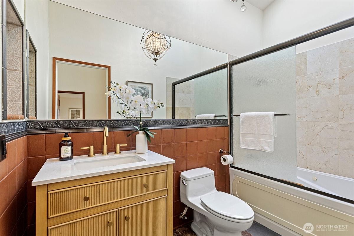 Bathroom staged by Top Staging And Design at a home in Bellevue
