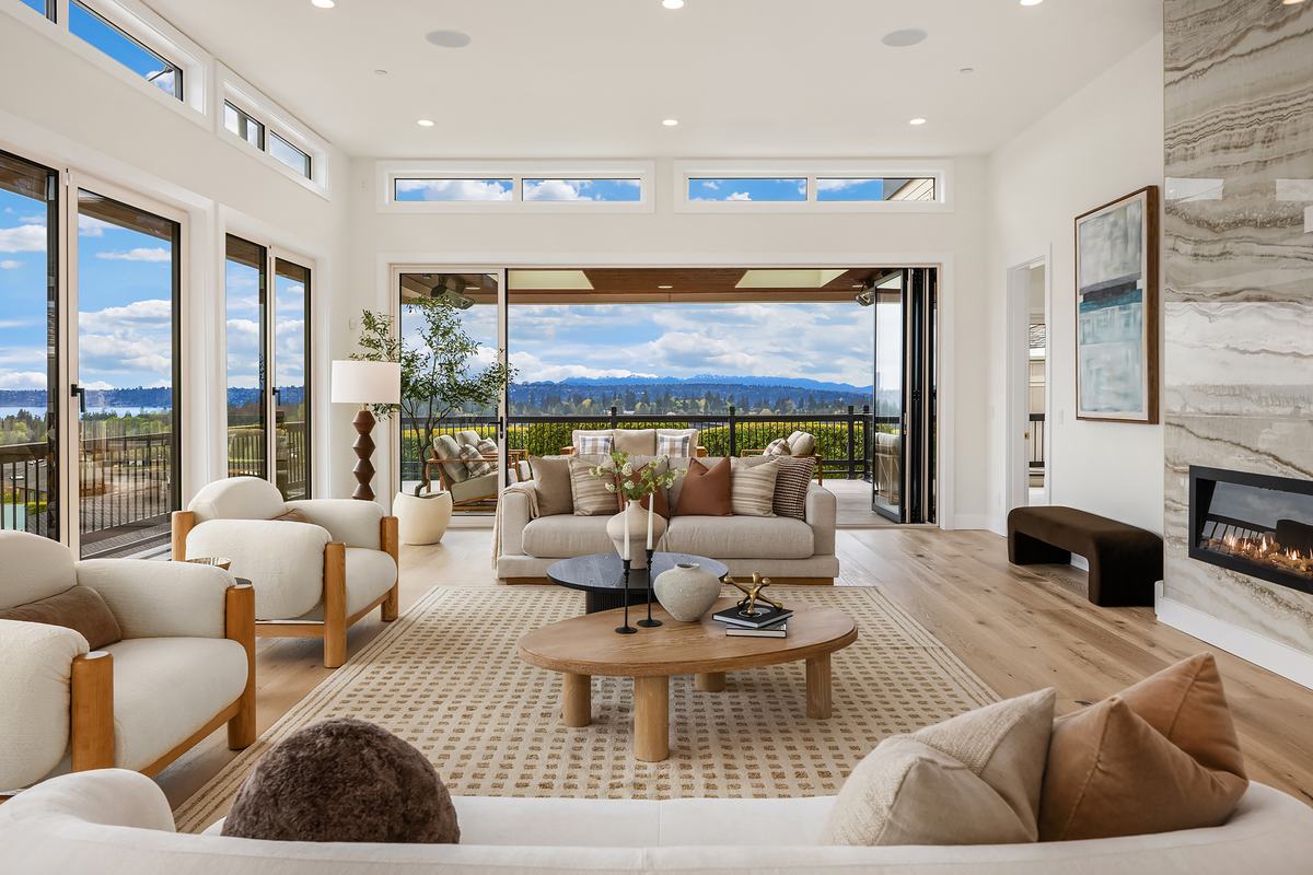 Living room staged by Top Staging And Design at the Clyde Hill project