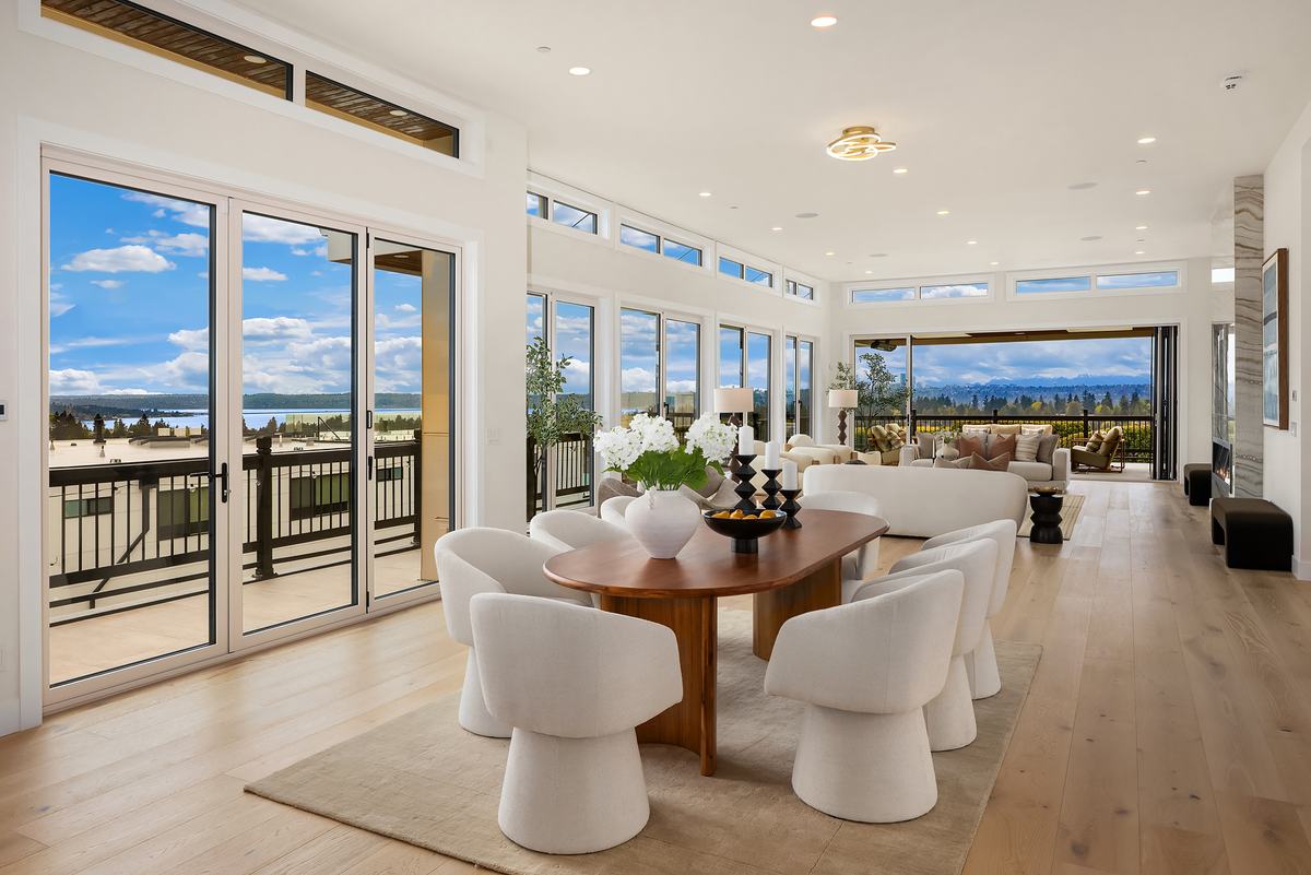 Dining room staged by Top Staging And Design at the Clyde Hill project