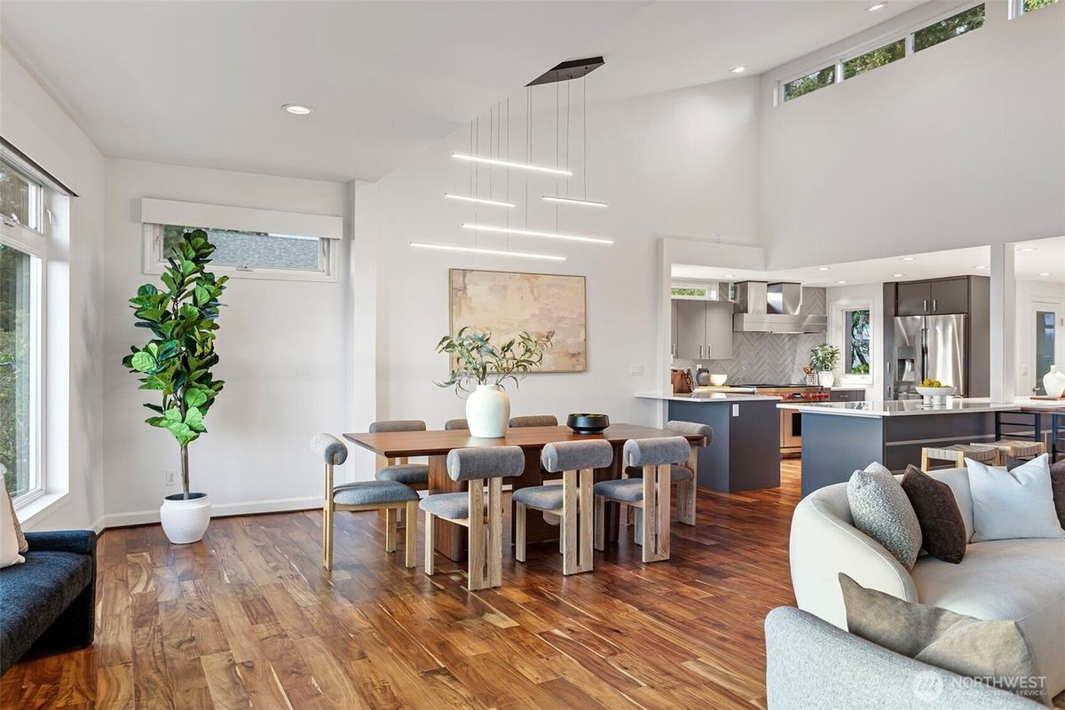 Dining room staged by Top Staging And Design at a home in Bellevue