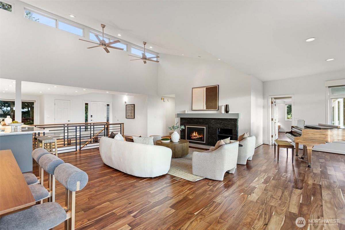 Great room staged by Top Staging And Design at a home in Bellevue