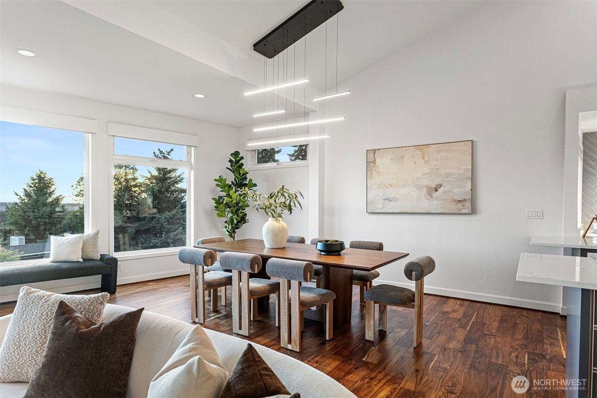 Dining room staged by Top Staging And Design at a home in Bellevue