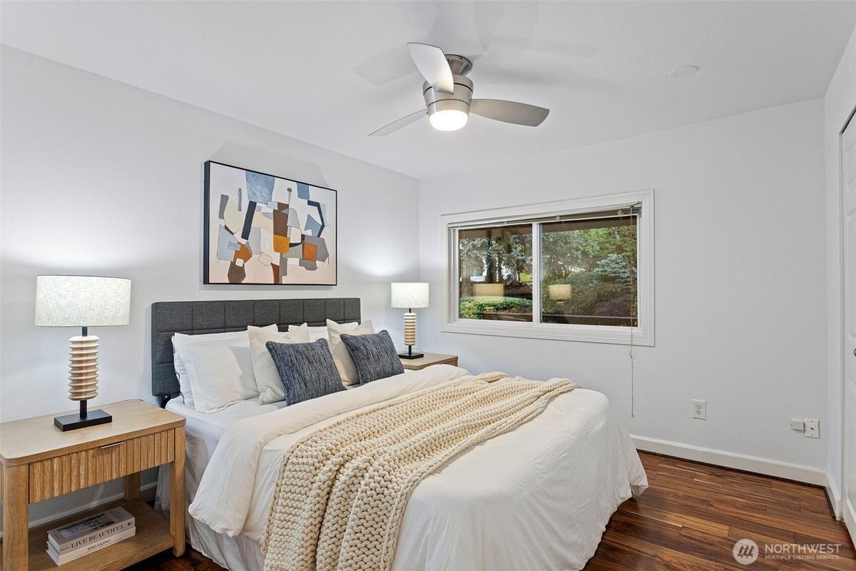 Bedroom staged by Top Staging And Design at a home in Bellevue