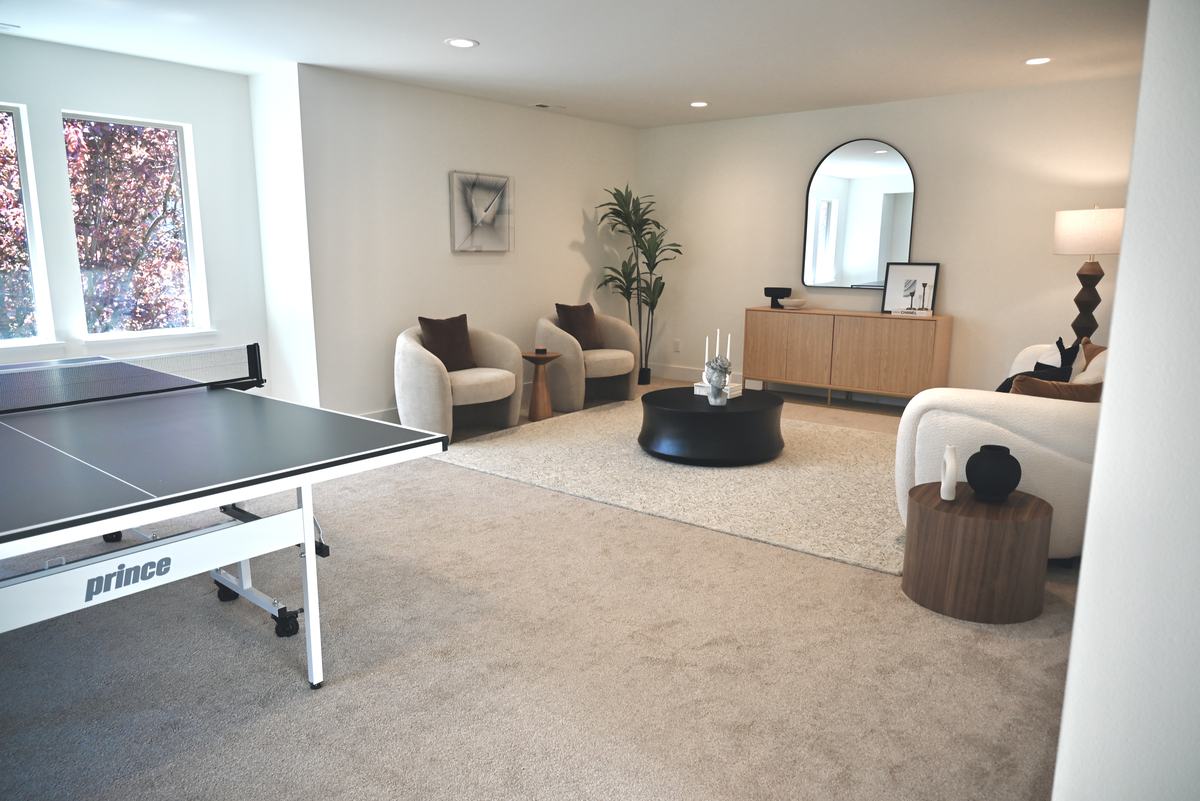 Games room staged by Top Staging And Design at the Kirkland project