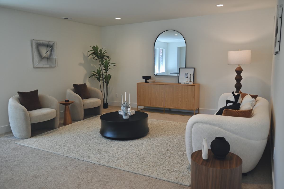 Lounge staged by Top Staging And Design at the Kirkland project