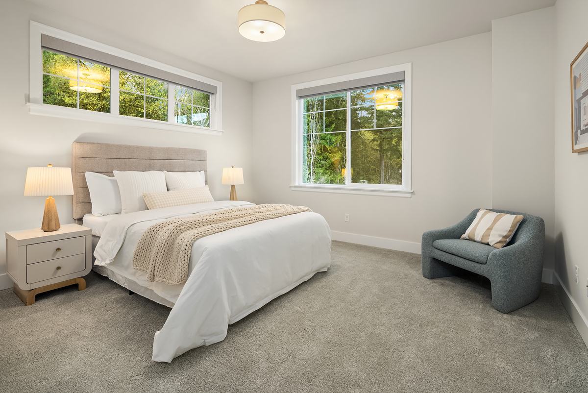 Bedroom staged by Top Staging And Design at the Sammamish project