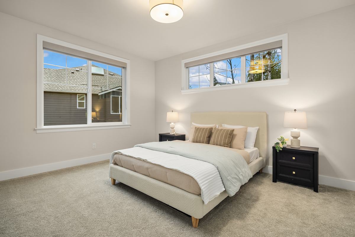 Bedroom staged by Top Staging And Design at the Sammamish project