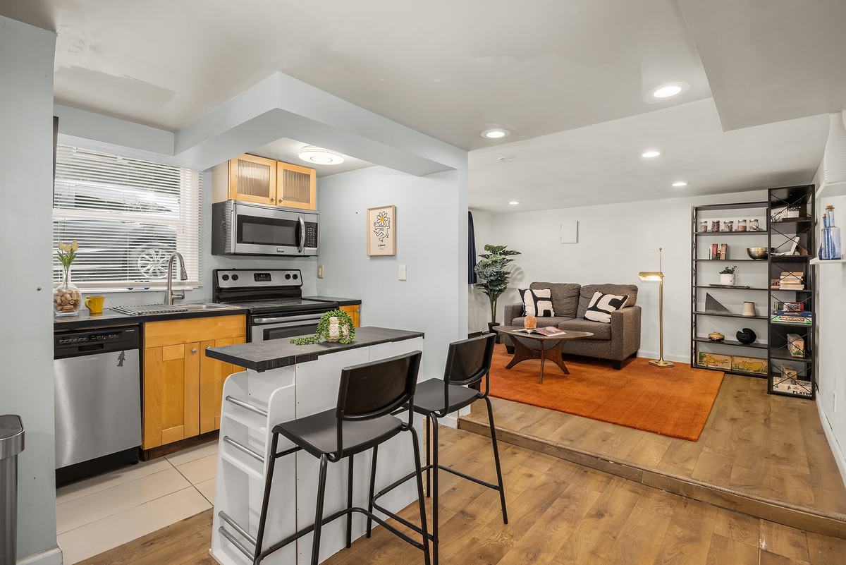 Lower level staged by Top Staging And Design at the North Seattle project