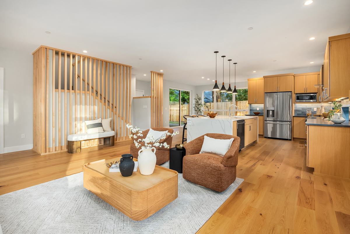 Living room staged by Top Staging And Design at the Shoreline project