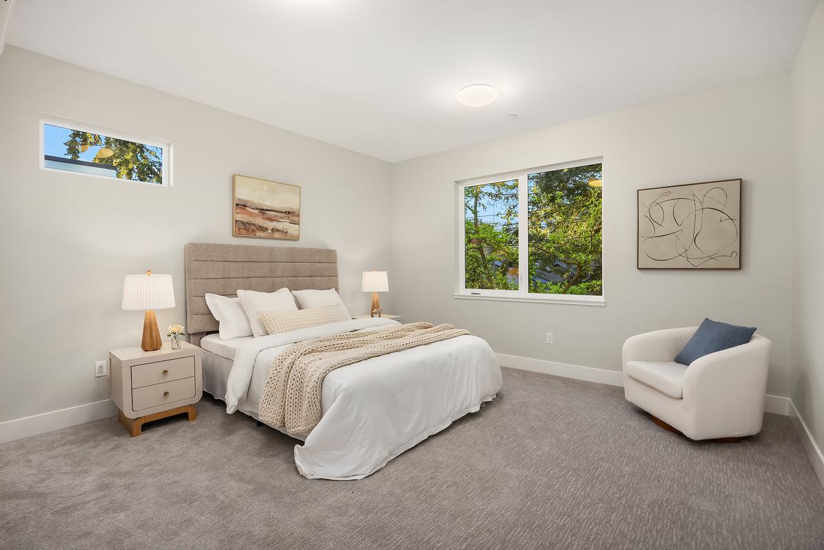 Bedroom staged by Top Staging And Design at the Shoreline project