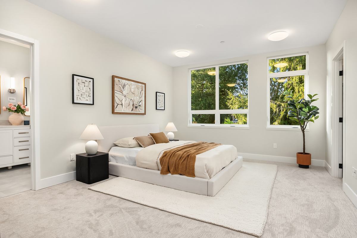 Bedroom staged by Top Staging And Design at the Shoreline project